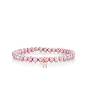 Gold & Enamel Tiny Chai on Rose Pearls