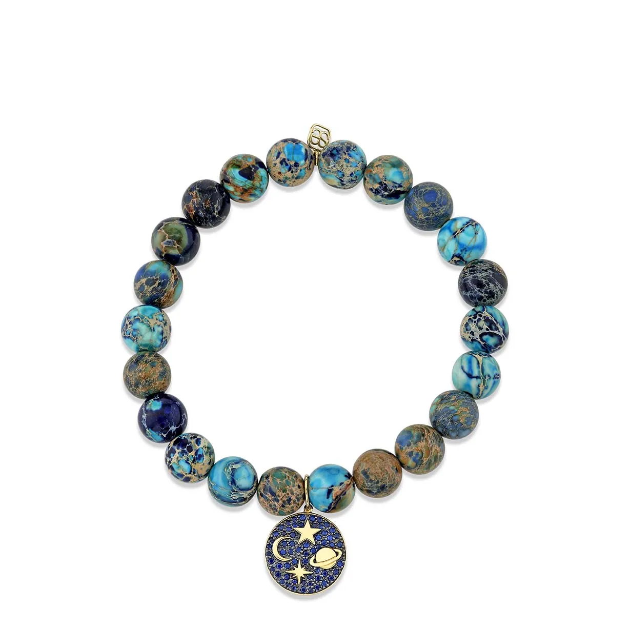 Gold & Sapphire Celestial Medallion on Jasper
