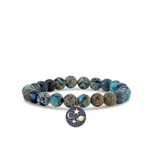 Gold & Sapphire Celestial Medallion on Jasper
