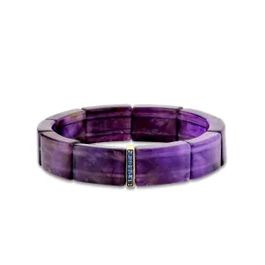 Gold & Sapphire Single Row Spacer On Amethyst