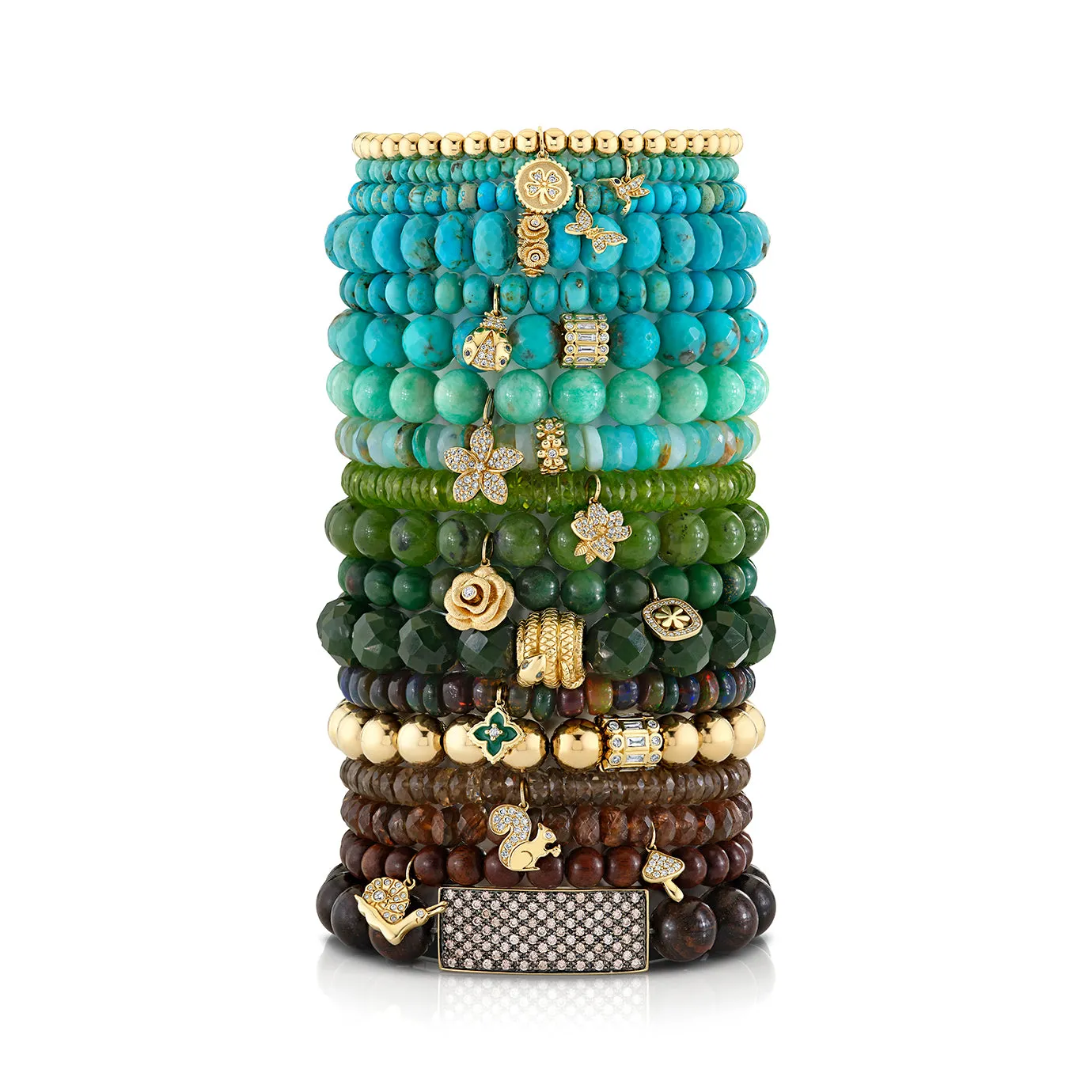 Gold, Diamond & Emerald Large Ladybug on Turquoise