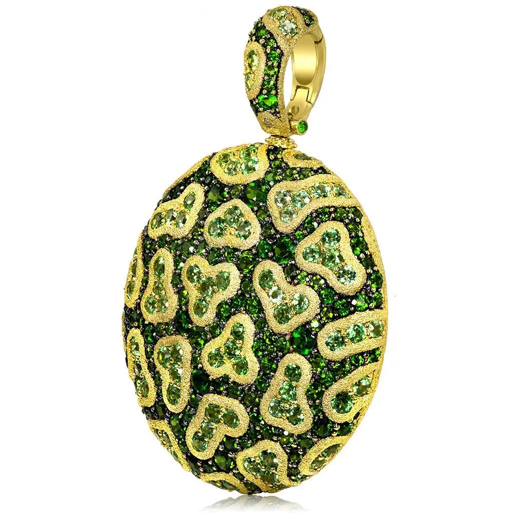 Gold Fine Lace Pendant with Chrome Diopside & Peridots