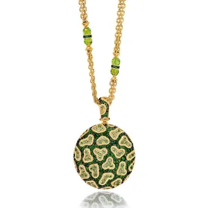 Gold Fine Lace Pendant with Chrome Diopside & Peridots