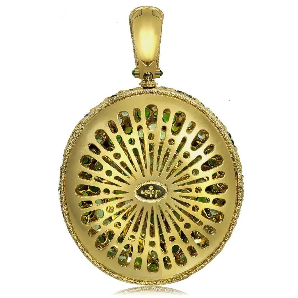 Gold Fine Lace Pendant with Chrome Diopside & Peridots