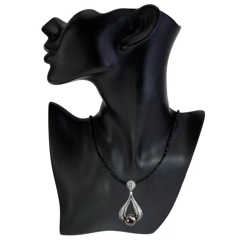 Gold Twist Pendant With Tahitian Pearl & Diamonds