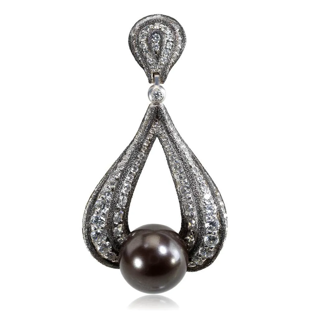 Gold Twist Pendant With Tahitian Pearl & Diamonds