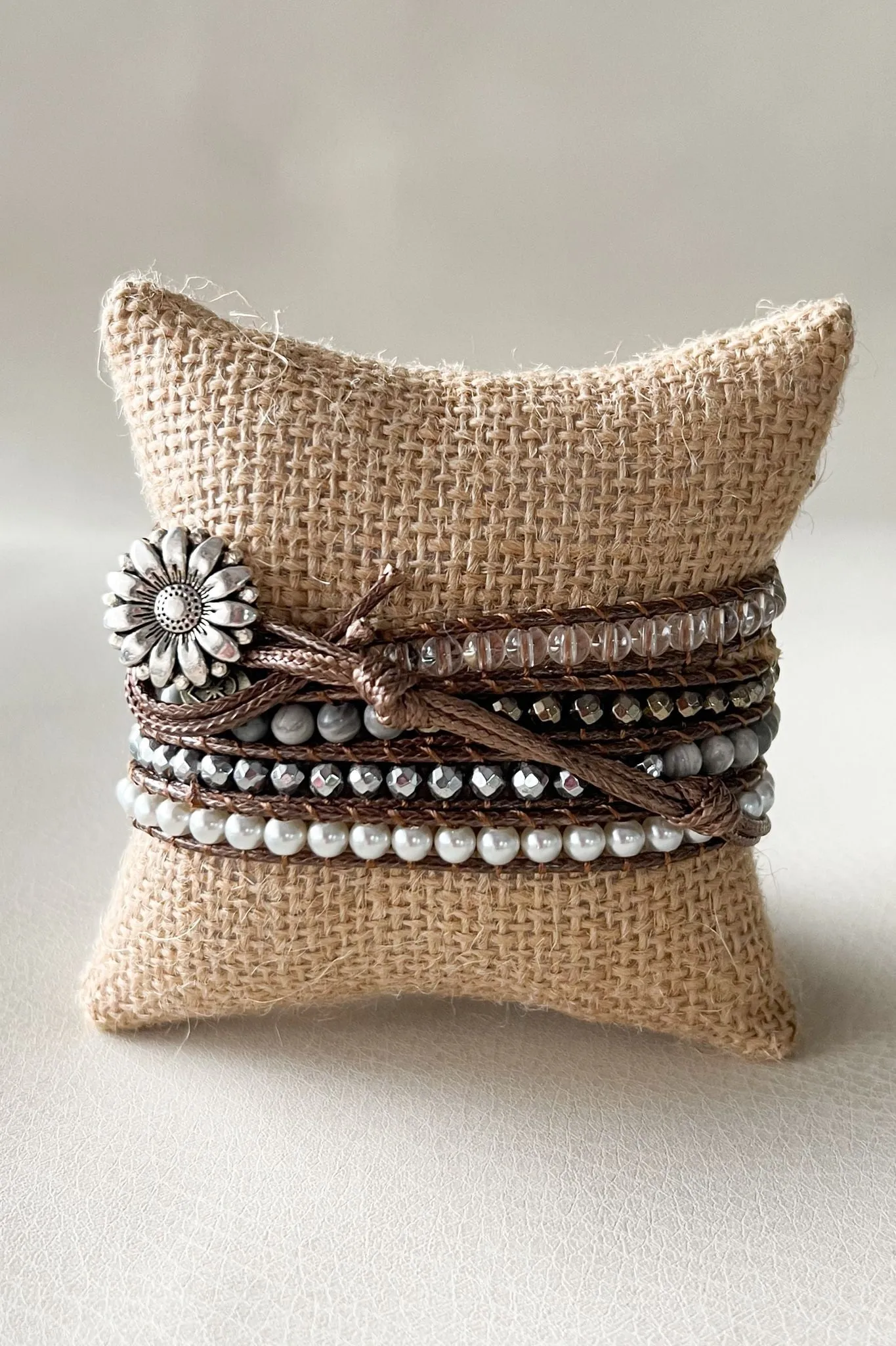 Grey stone wrap bracelet *