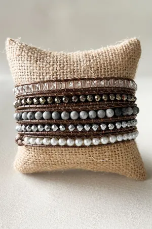 Grey stone wrap bracelet *