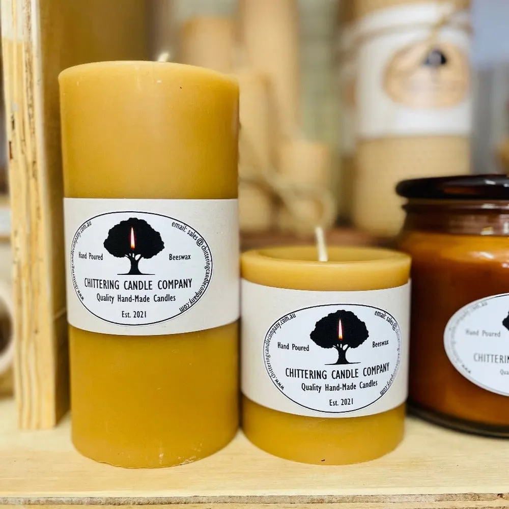 Hand Poured Beeswax Pillar Candles, from the Chittering Candle Company