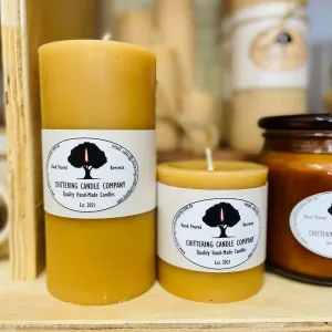 Hand Poured Beeswax Pillar Candles, from the Chittering Candle Company