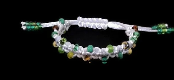 Handmade macrame bracelet, beaded bracelet, seed beads, white, nylon cord, The anemone bracelet