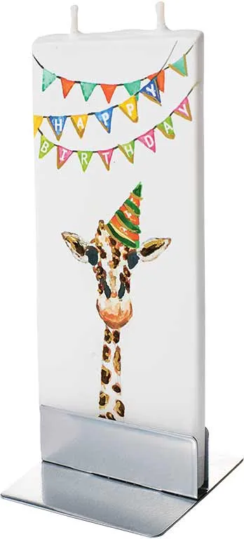 Happy Birthday Giraffe Hand Painted Flaytz Candle