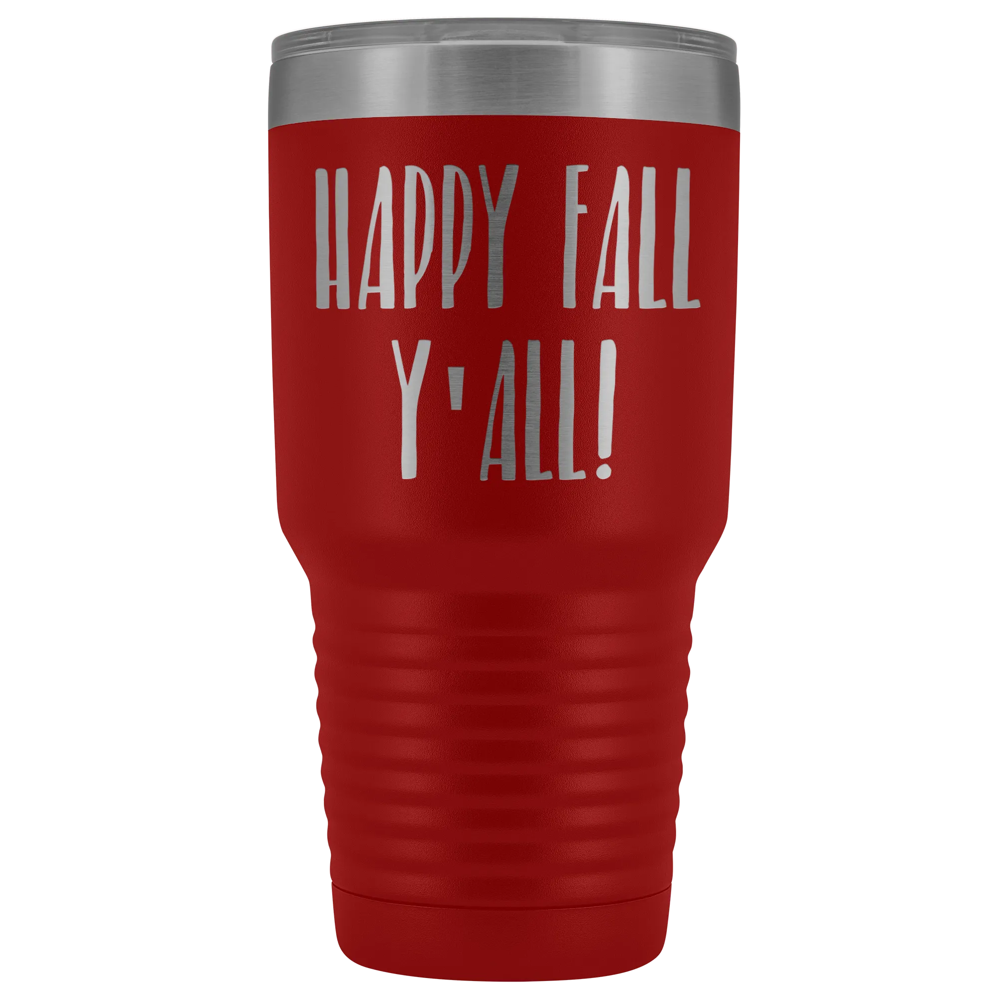 Happy Fall Y'all Tumbler Funny Pumpkin Spice Gifts for Friends Metal Mug Insulated Hot Cold Travel Coffee Cup 30oz BPA Free