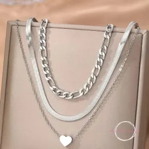 Heart & Soul 18k Gold Plated Necklace Set in Silver