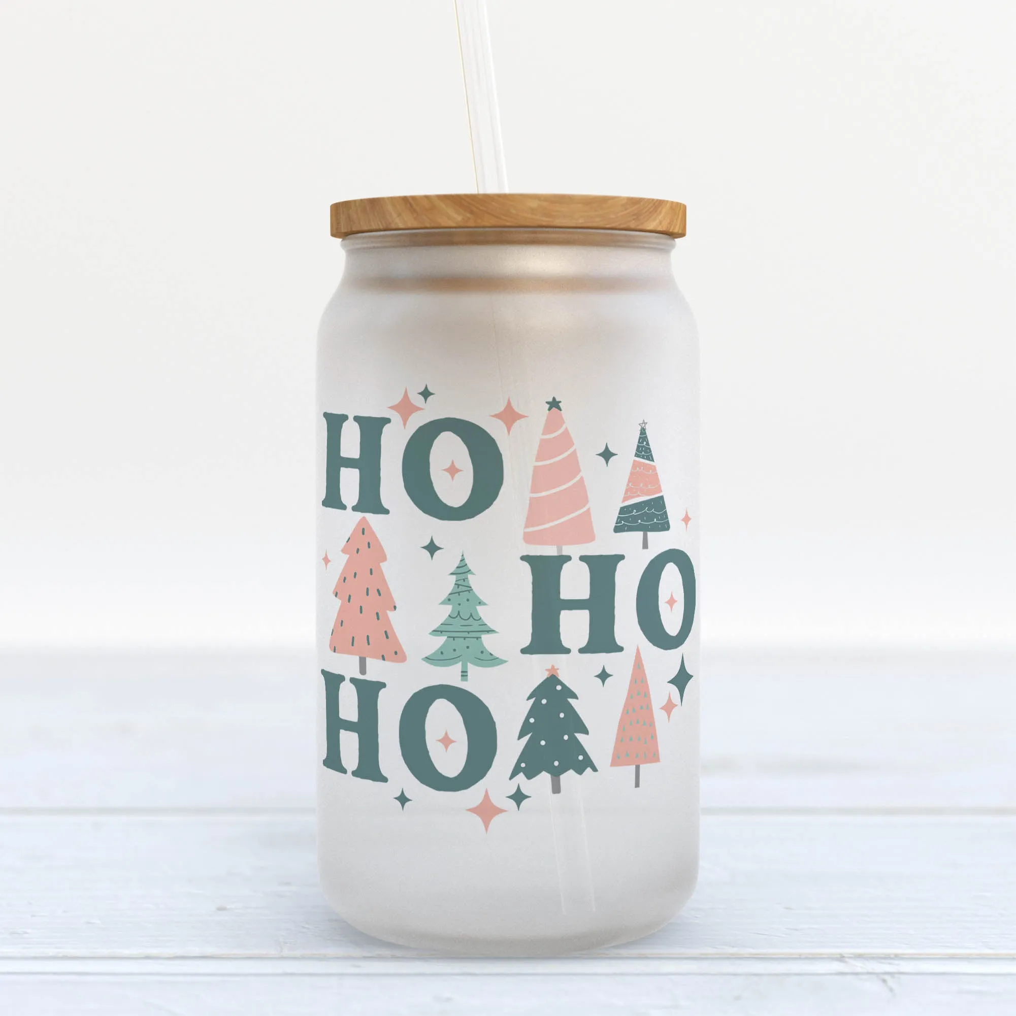 Ho Ho Ho Christmas Frosted Glass Can Tumbler