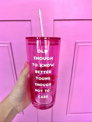 Hot Pink Glass Tumbler