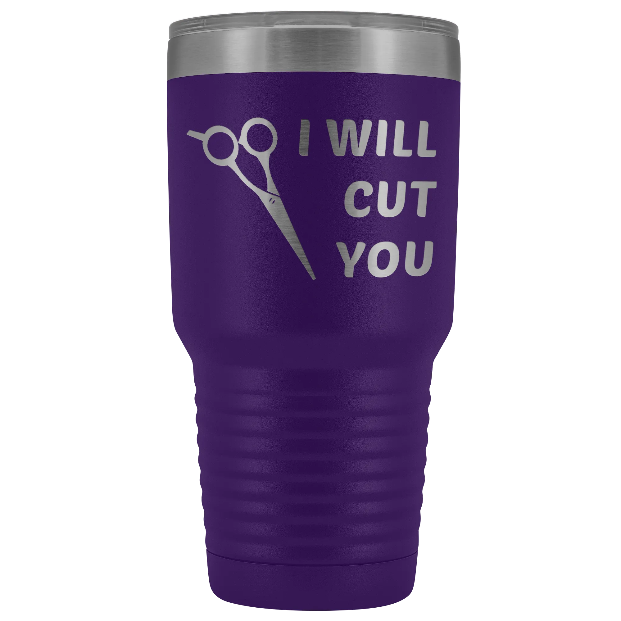 I Will Cut You Tumbler Hair Stylist Graduation Gift Cosmetologist Beautician Insulated Hot Cold Metal Travel Coffee Cup 30oz BPA Free