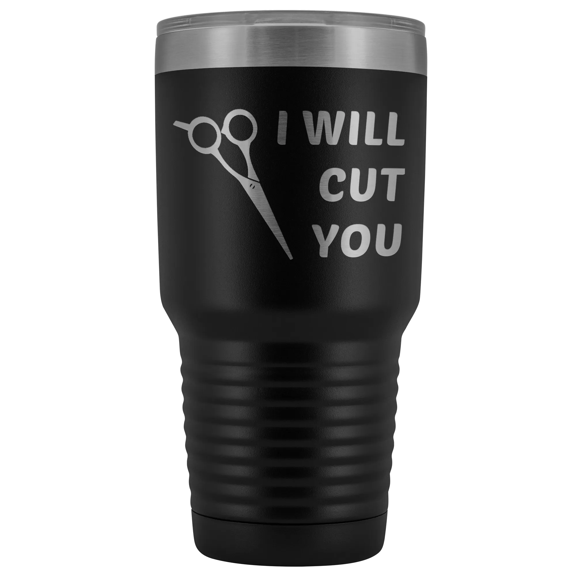 I Will Cut You Tumbler Hair Stylist Graduation Gift Cosmetologist Beautician Insulated Hot Cold Metal Travel Coffee Cup 30oz BPA Free
