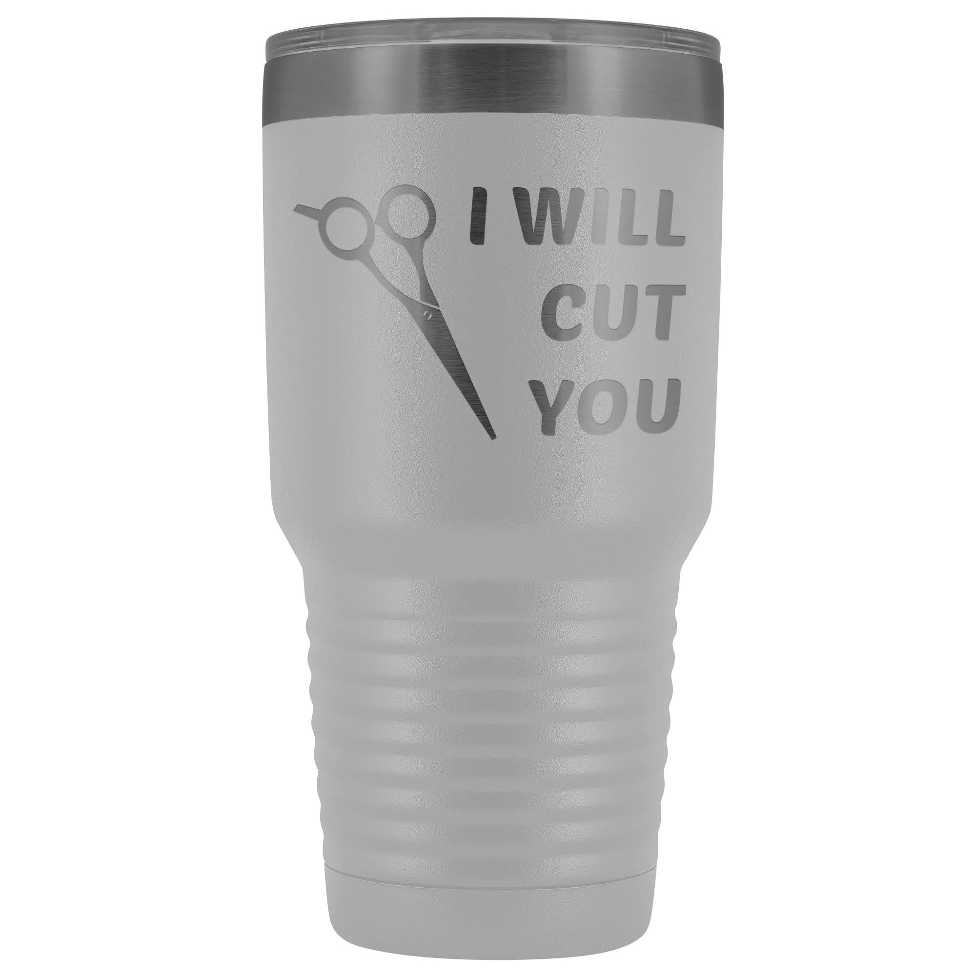 I Will Cut You Tumbler Hair Stylist Graduation Gift Cosmetologist Beautician Insulated Hot Cold Metal Travel Coffee Cup 30oz BPA Free