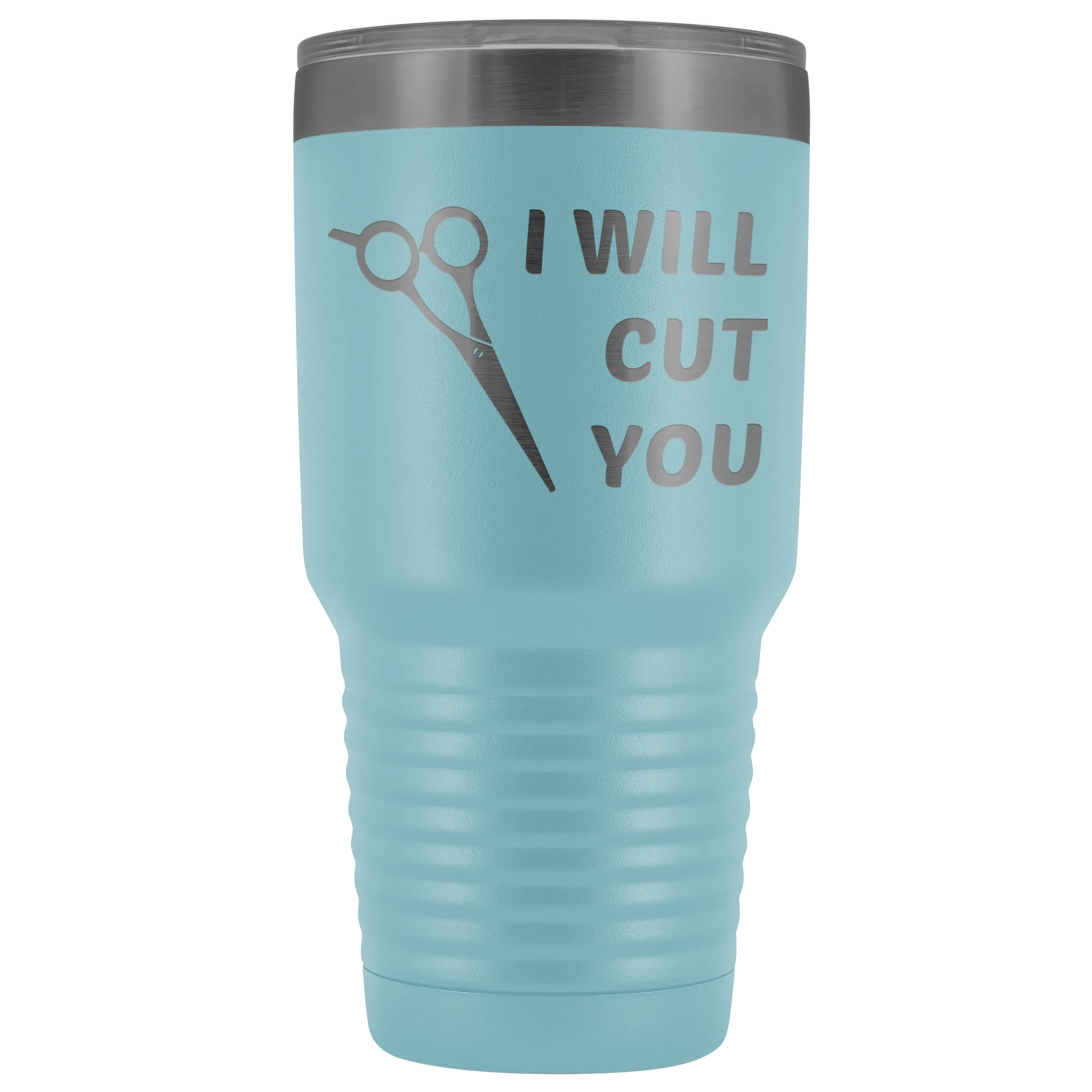 I Will Cut You Tumbler Hair Stylist Graduation Gift Cosmetologist Beautician Insulated Hot Cold Metal Travel Coffee Cup 30oz BPA Free