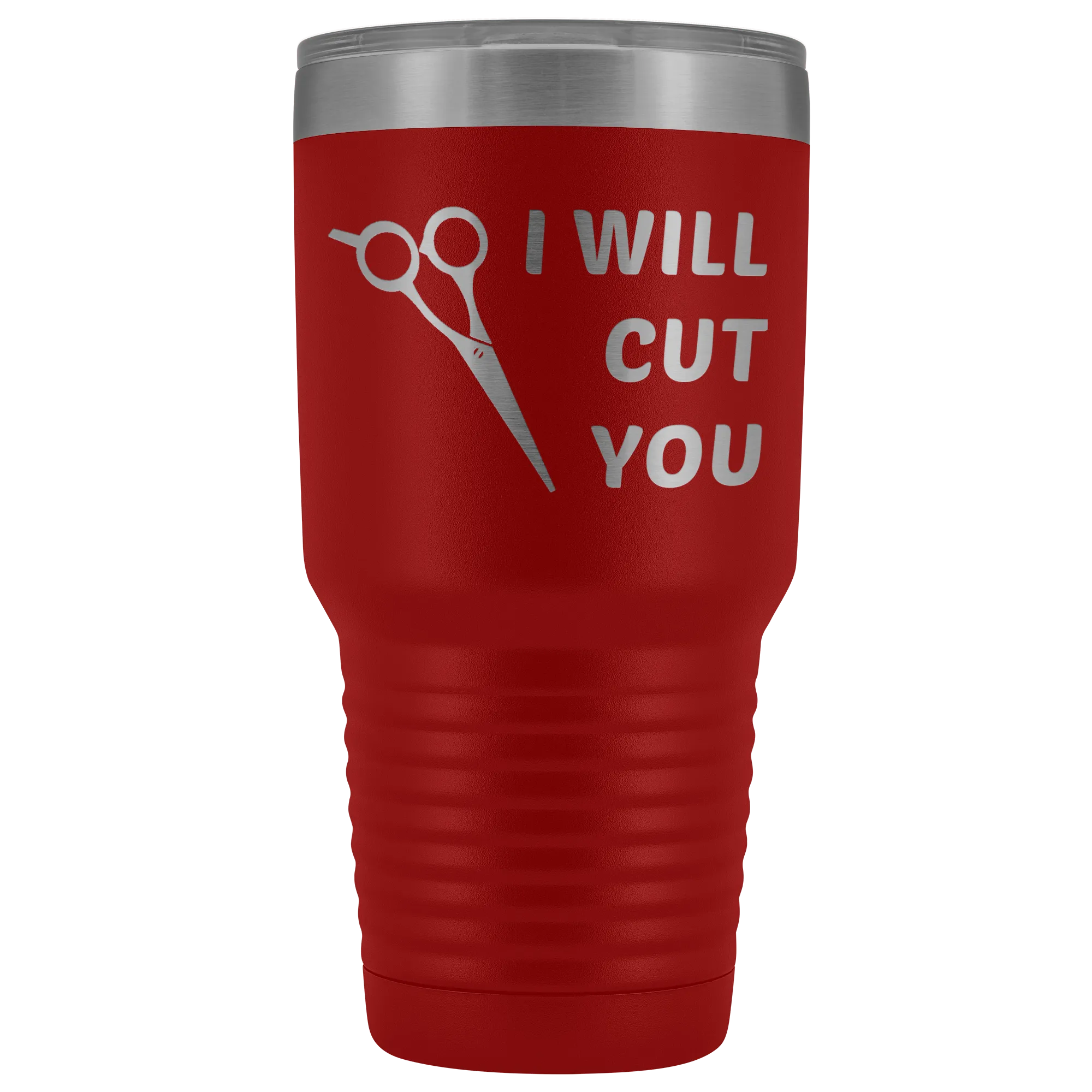 I Will Cut You Tumbler Hair Stylist Graduation Gift Cosmetologist Beautician Insulated Hot Cold Metal Travel Coffee Cup 30oz BPA Free