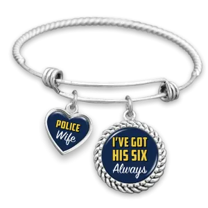 I've Got His Six Always Police Wife Charm Bracelet