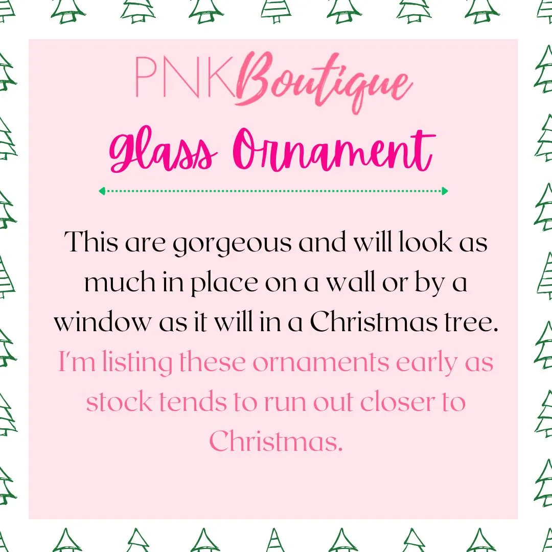 Ivy League Pink and Green Glass Ornament