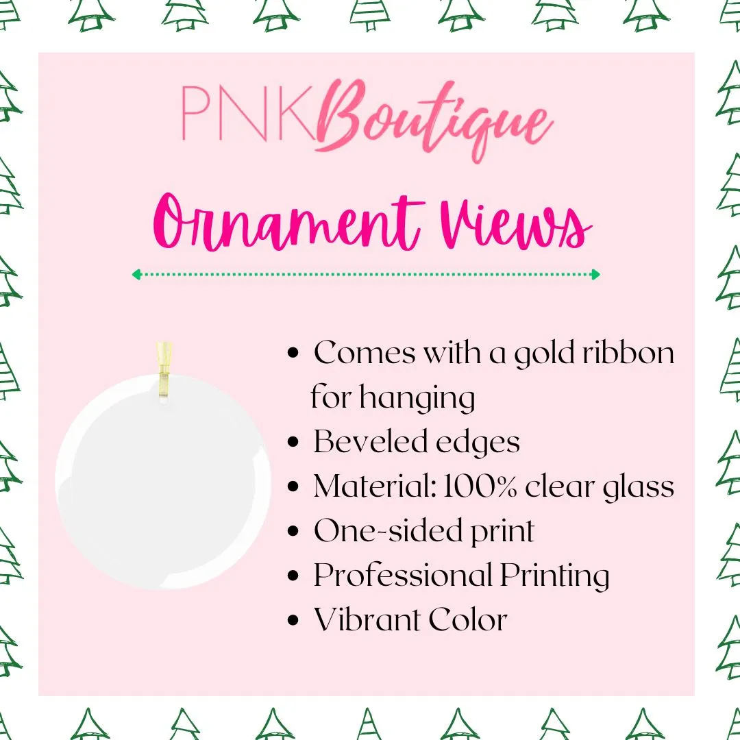 Ivy League Pink and Green Glass Ornament