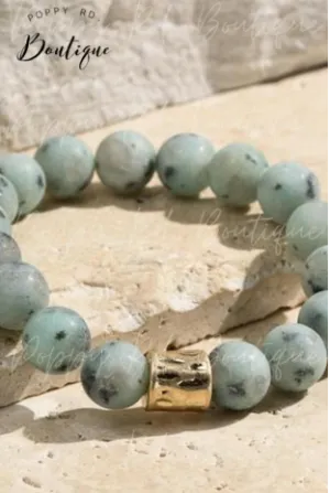 Kiwi Jasper stone bead bracelet *