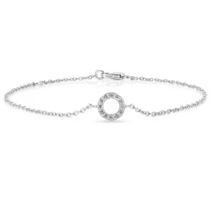 Lab Diamond Open Circle Silver Bracelet