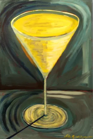 Martini Glass Painting - "Lemon Drop"