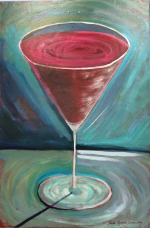 Martini Glass Painting - "Pomegranate"