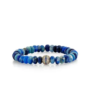 Men's Collection Gold & Diamond Sapphire Mala Bead on Afghanite