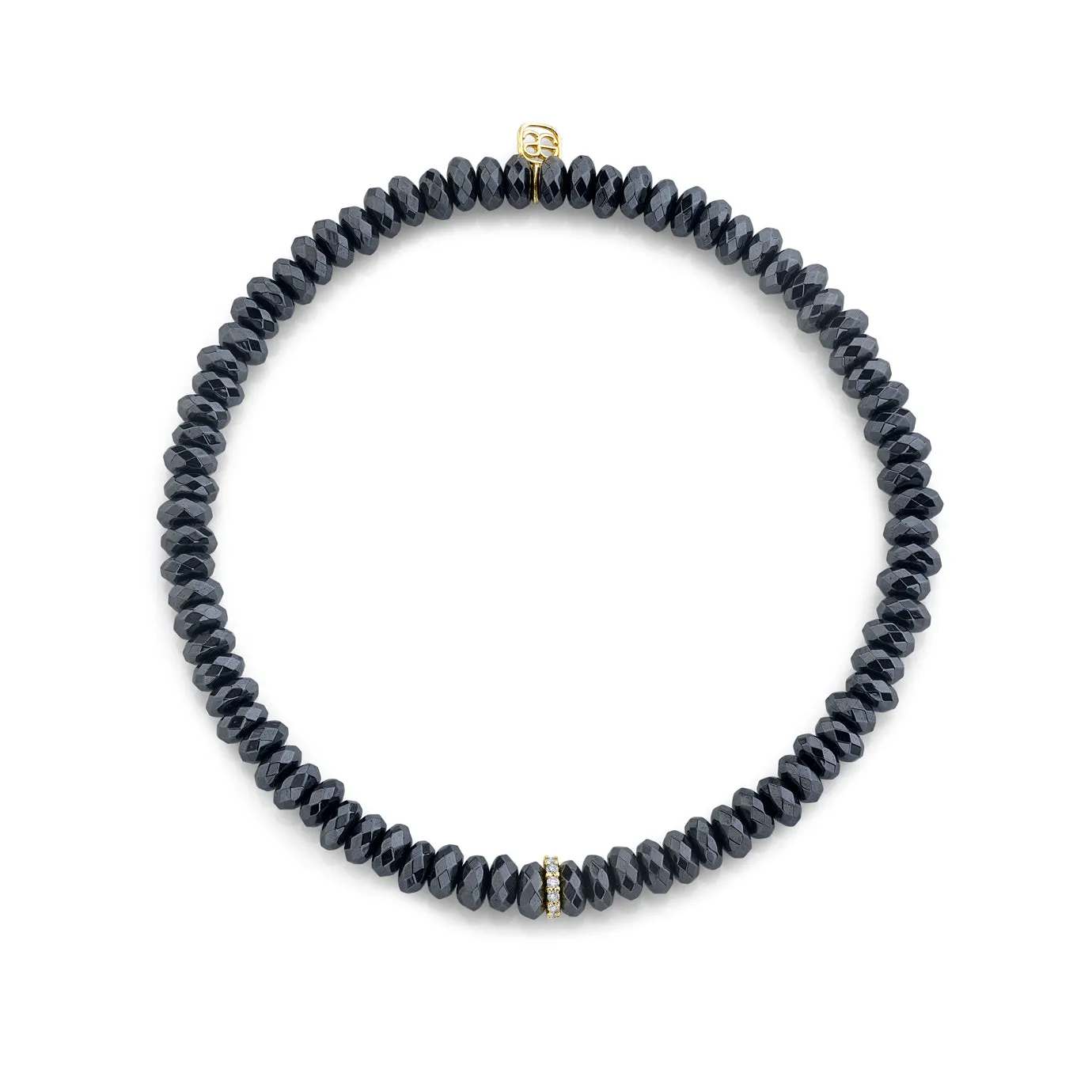 Men's Collection Gold & Diamond Small Cocktail Eternity Rondelle on Hematite