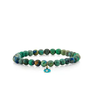 Men's Collection Gold & Diamond Tiny Carved Stone on Chrysocolla