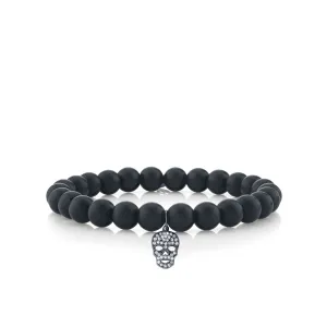 Men's Collection Mini Black Rhodium & Pavé Diamond Skull on Matte Black Onyx