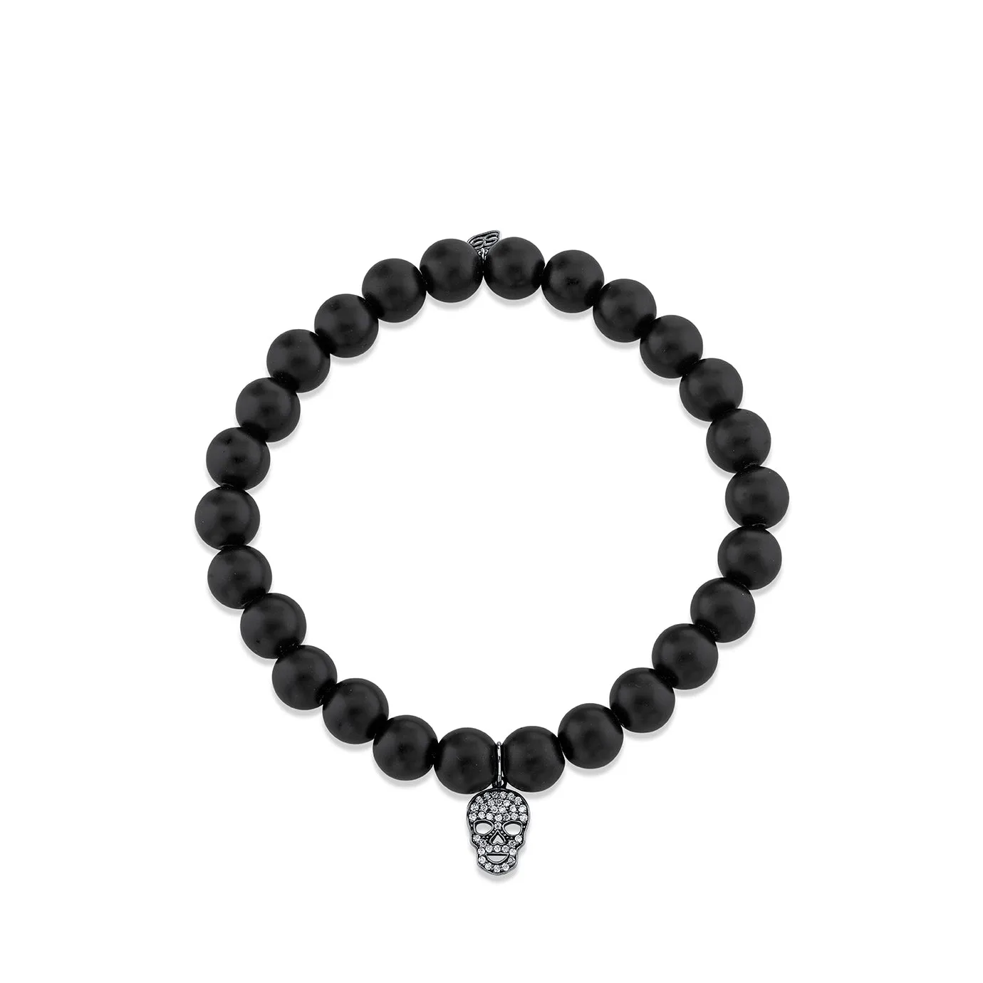 Men's Collection Mini Black Rhodium & Pavé Diamond Skull on Matte Black Onyx