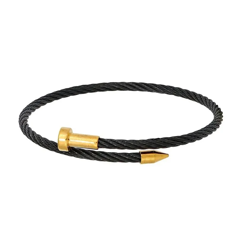 Men's Openable Cuff Kada Bracelet: Gold and Black, Crafted from 316L Stainless Steel
