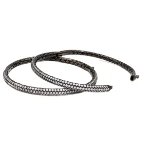 Micro Pave CZ Bangle Bracelet, 3 row