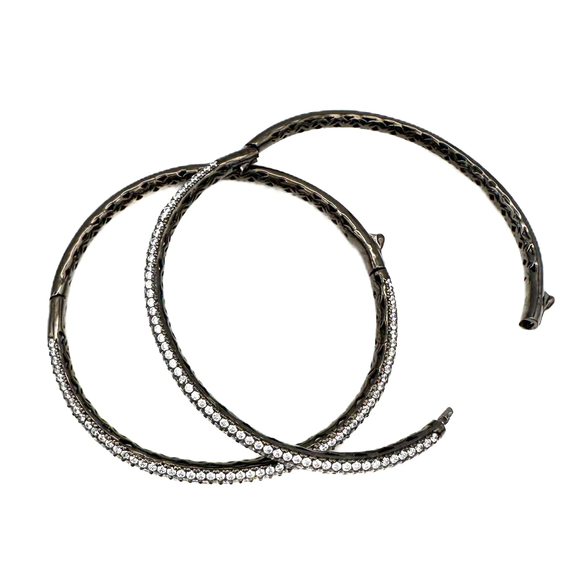 Micro Pave CZ Bangle Bracelet, 3 row