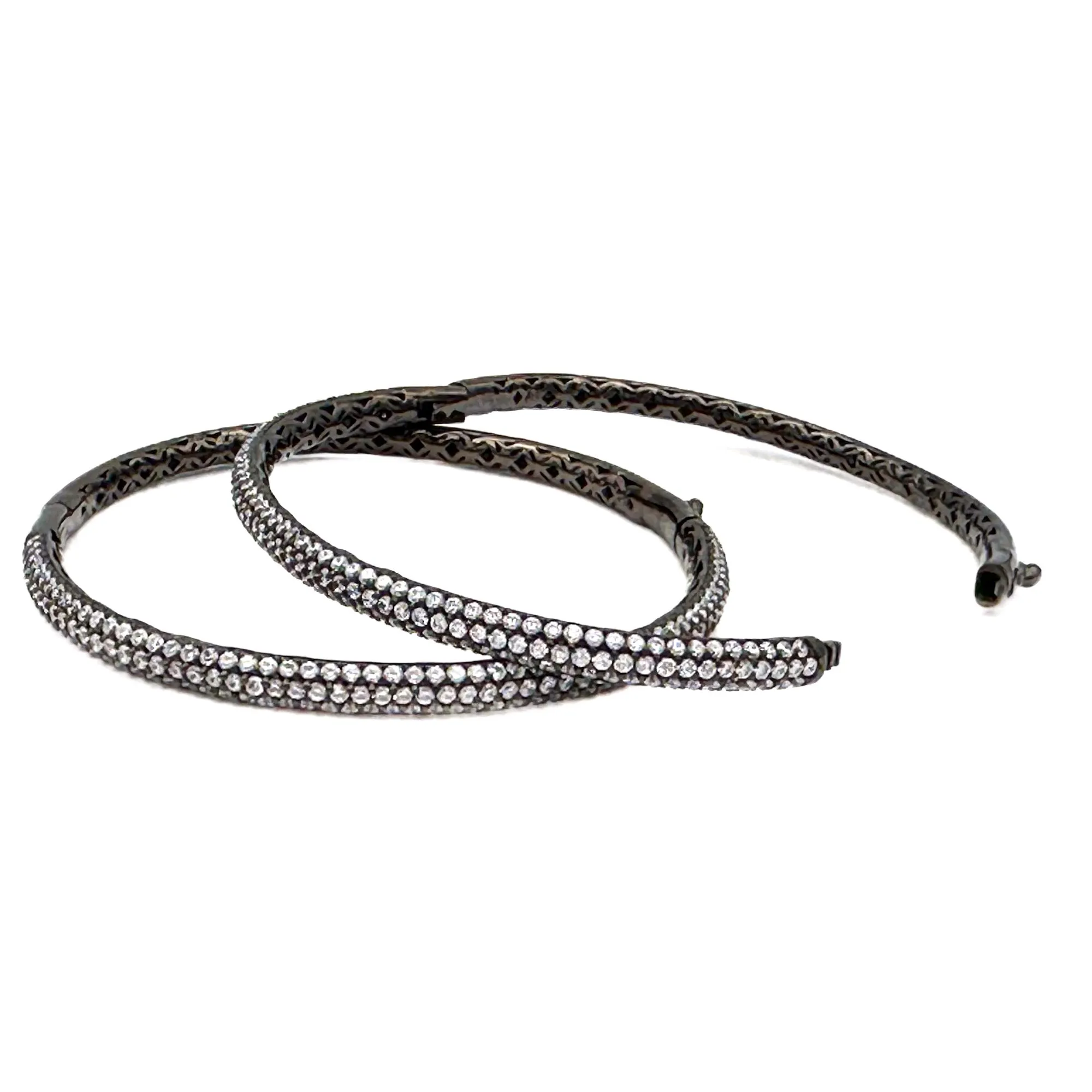Micro Pave CZ Bangle Bracelet, 3 row