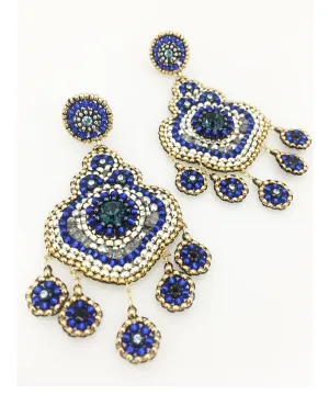 Miguel Ases Swarovski, Silver and Miyuki Seed Bead Earring