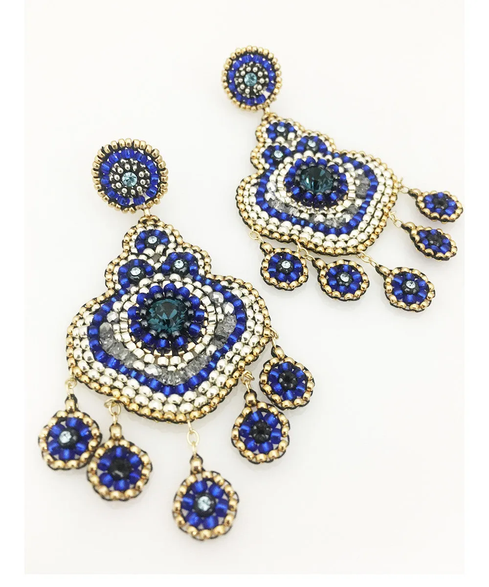 Miguel Ases Swarovski, Silver and Miyuki Seed Bead Earring