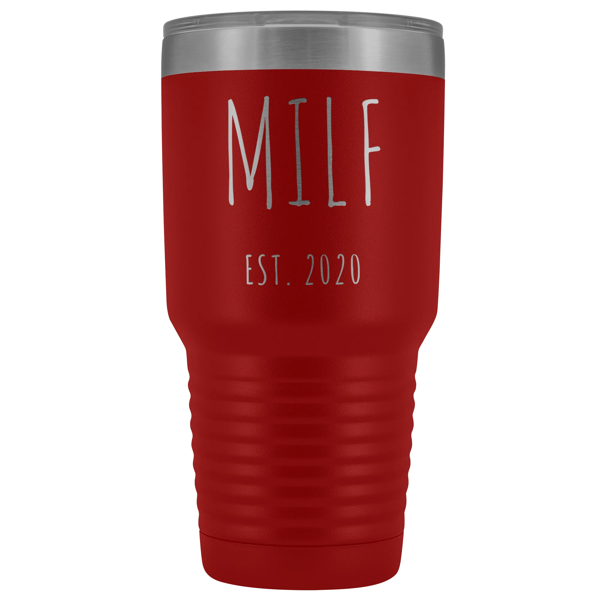 MILF Mug Present For New Mom Gifts Funny New Mother Est 2020 Tumbler Metal Insulated Hot Cold Travel Coffee Cup 30oz BPA Free