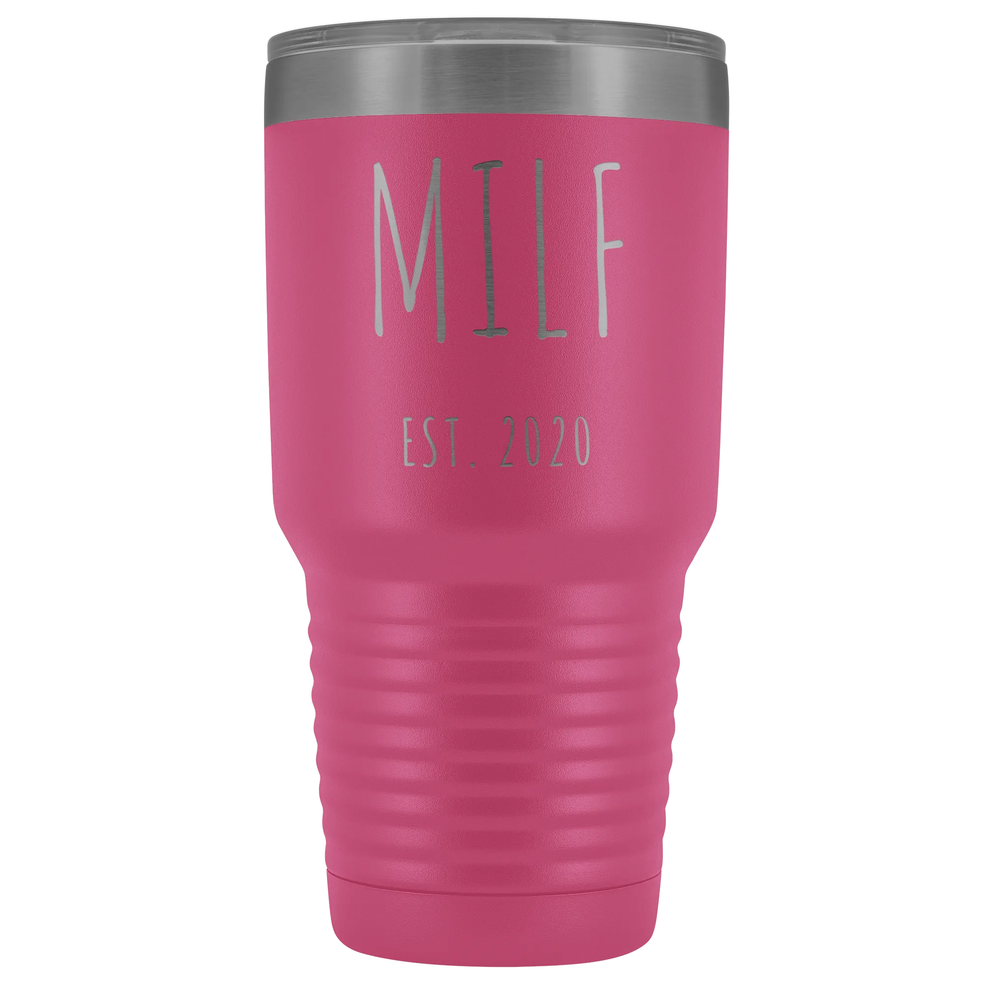 MILF Mug Present For New Mom Gifts Funny New Mother Est 2020 Tumbler Metal Insulated Hot Cold Travel Coffee Cup 30oz BPA Free