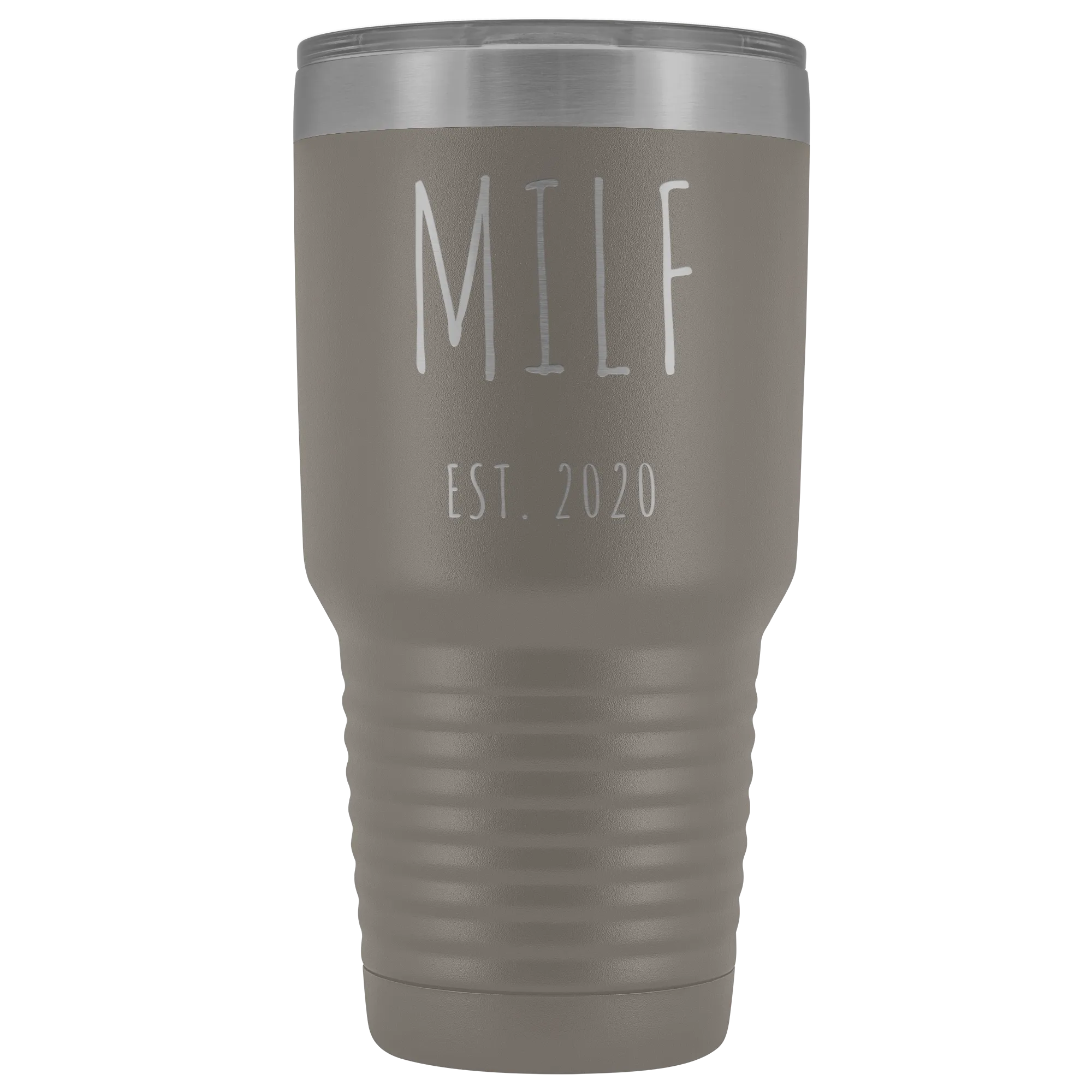 MILF Mug Present For New Mom Gifts Funny New Mother Est 2020 Tumbler Metal Insulated Hot Cold Travel Coffee Cup 30oz BPA Free