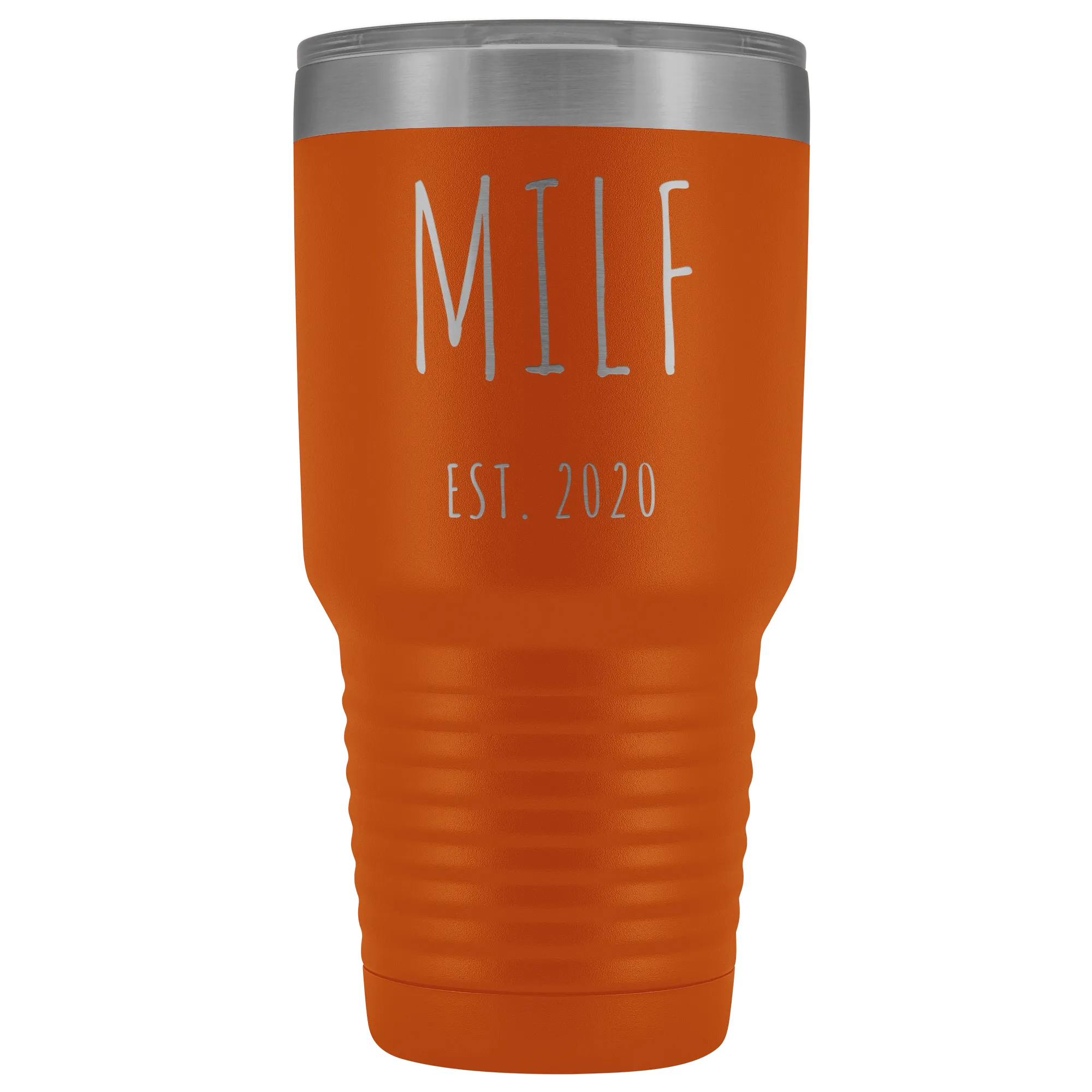 MILF Mug Present For New Mom Gifts Funny New Mother Est 2020 Tumbler Metal Insulated Hot Cold Travel Coffee Cup 30oz BPA Free
