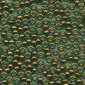 MIYUKI Round Rocaille Seed Beads #307 Transparent Green (Gold Luster)