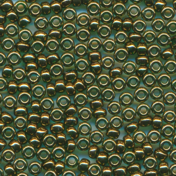 MIYUKI Round Rocaille Seed Beads #307 Transparent Green (Gold Luster)