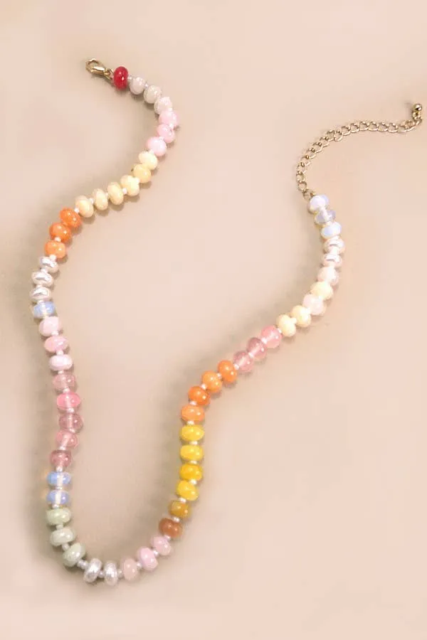 Natural Agate Semi Precious Stone Necklace - Great Gift for Him, Her & They!